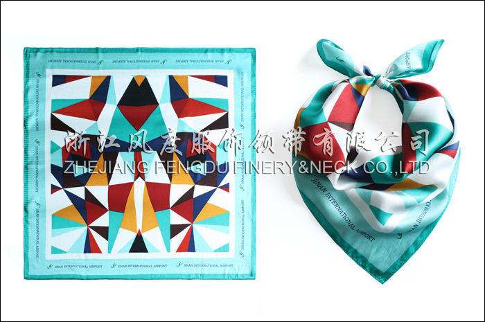 濟南國際機場 真絲中方巾 規格：60x60cm