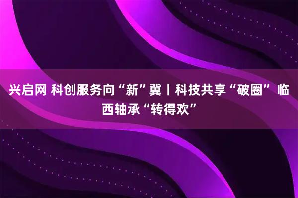 兴启网 科创服务向“新”冀丨科技共享“破圈” 临西轴承“转得欢”